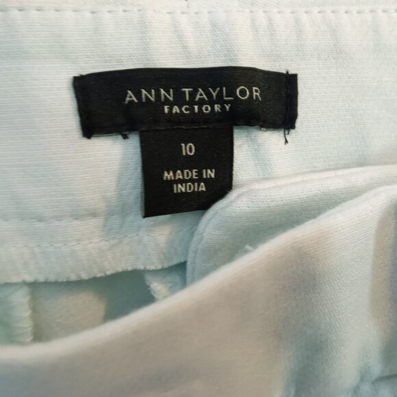 Ann Taylor Stretch Cotton Cuffed High Waist Flat Front Pants Size 10 Ice Blue - Picture 4 of 5